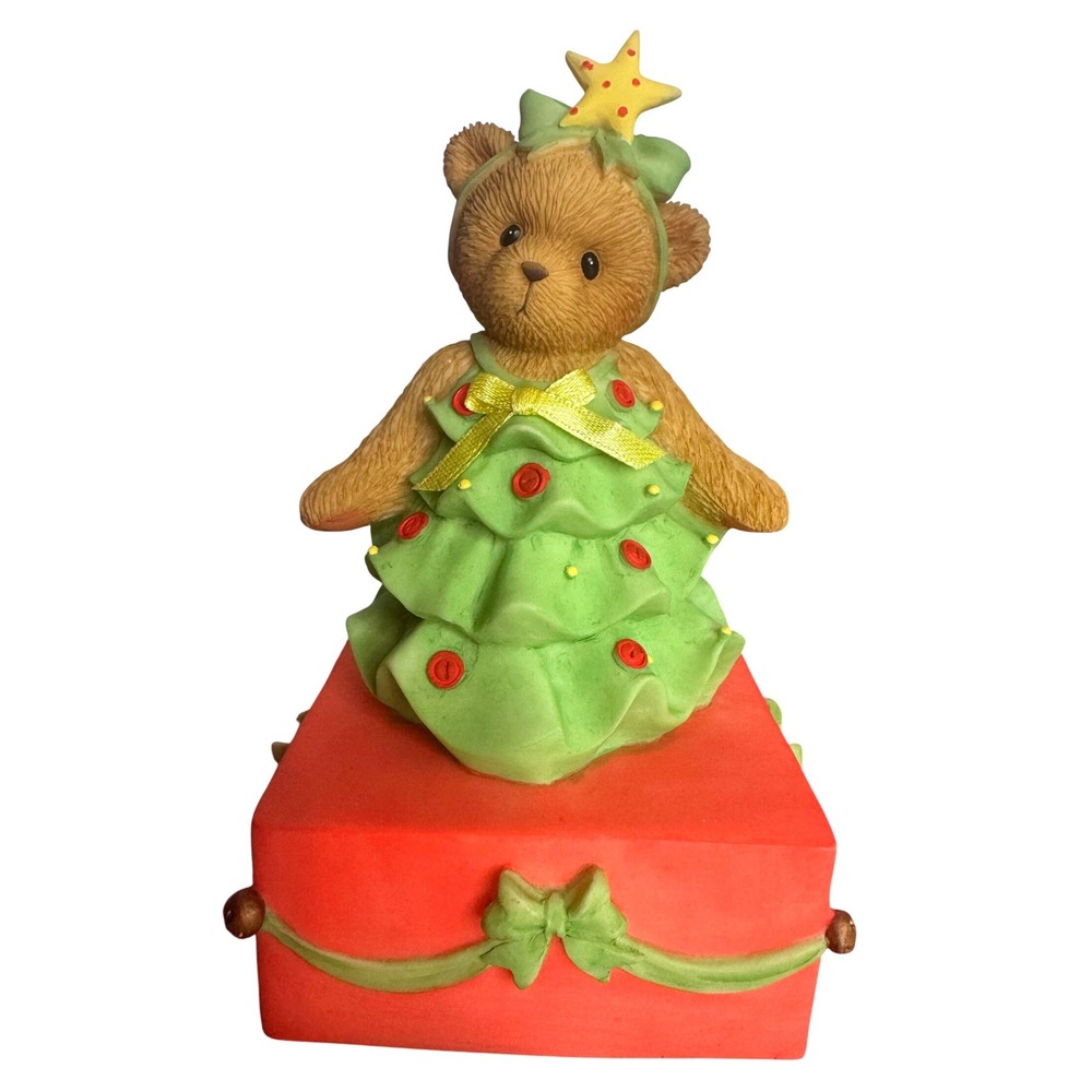 NIB Cherished Teddies O Christmas Tree Musical Figurine Avon Exclusive